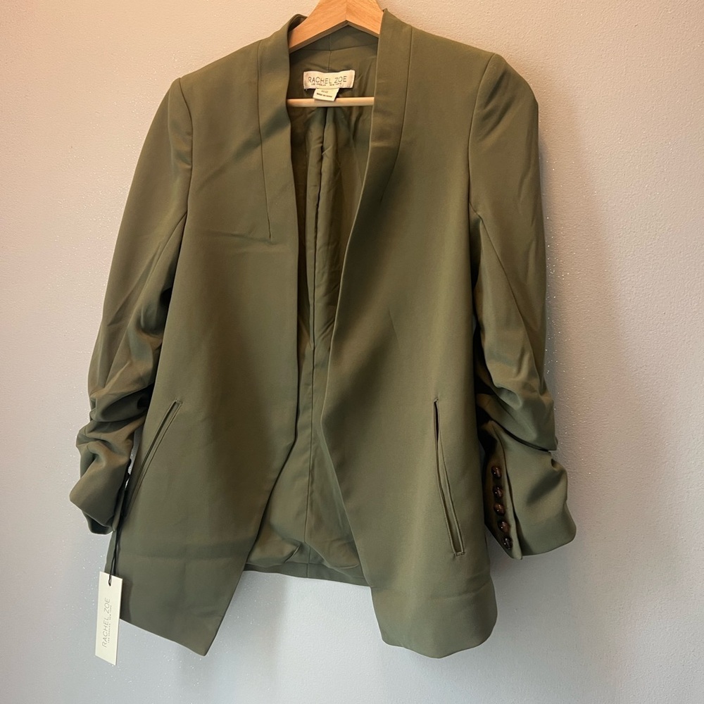 Rachel Zoe |  XS | Olive Green Open-Front Blazer Jacket
